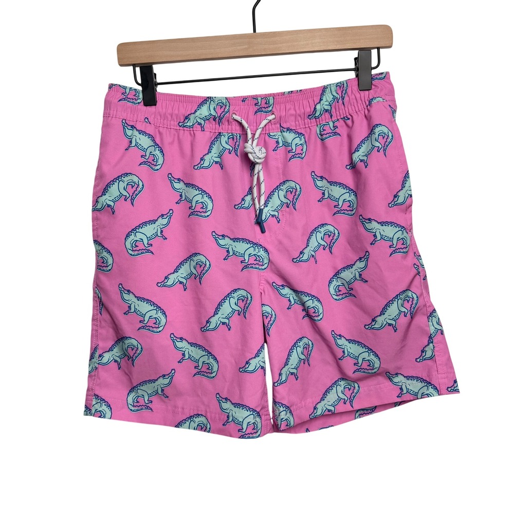 Member's Mark Mens Swim Trunk Shorts S Pink Alligator Print Beach Resort Tropic
